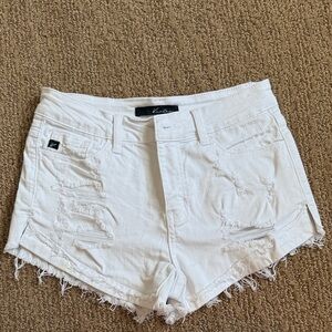 Kancan White Distressed Denim Shorts